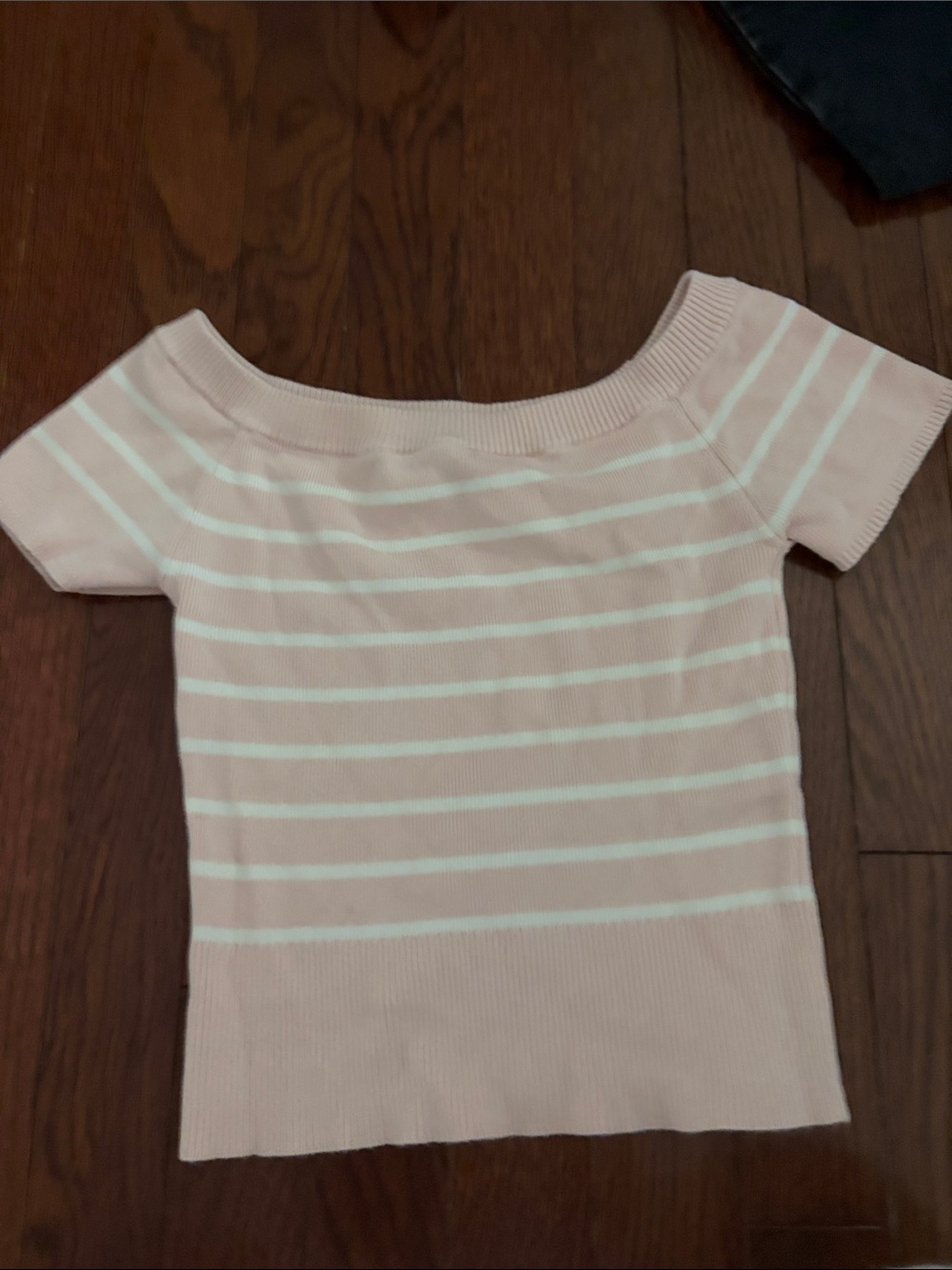 Garage Pink & White Striped Short Sleeve Top